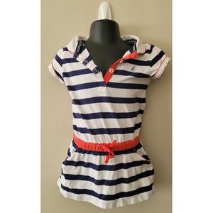 Girls Nautica Size 3T Blue And White Striped Short Sleeve Shirt
